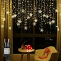 |NN| 94 LED Snowflake String Lights 31V Warm White Waterproof 8 Lighting Modes String Lights with Timer Indoor Outdoor Window Christmas Decoration