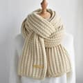 Stickad halsduk | Varm vinterhalsduk | Beige | Herr | Dam | 150 x 20 cm