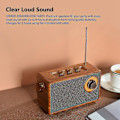 Miniatyrbild 5 av 5: Retro FM-radio, bärbar Bluetooth-radio i trä, bashögtalare, handsfree MP3-spelare, stöder USB/TF-kort