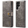 Pikkukuva 2 / 8: DG MING Samsung S22 Ultra 2-in-1 Magneettilompakkokotelo - Harmaa Harmaa