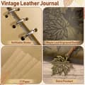 Miniatyrbild 2 av 5: Vintage Leather Notebook with Maple Leaf Pattern 16.5x23.5 CM A5 80 Sheets Refillable 6-Ring Binder Blank Paper Travel Diary Gift Idea Coffee Brown