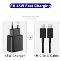 Miniatyrbillede 1 af 6: PD 45W USB C Oplader Super Hurtig Opladning Til Samsung Galaxy S24 S23 S22 Ultra A54 A15 A55 5G Telefonoplader Nyt Kabel EU 45W Black 2 IN 1
