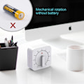 Miniatyrbild 6 av 8: Kökstimer, 60 Minuter/1 Timmes Nedräkningslarm Påminnelse Äggtimer Vit Fyrkant Uppdragbar Mekanisk Timer för Bakning Kokning Äggkokare Lärare