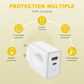 Miniatyrbilde 2 av 4: 30W 2-Port Hurtiglader + 20W 1M USB-C til USB-C Kabel for iPhone 15 Pro Max - iPhone 15 Plus - iPhone 15 Pro - iPhone 15 - Perfekt