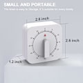 Miniatyrbild 8 av 8: Kökstimer, 60 Minuter/1 Timmes Nedräkningslarm Påminnelse Äggtimer Vit Fyrkant Uppdragbar Mekanisk Timer för Bakning Kokning Äggkokare Lärare