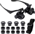 Magnifying glass with 2 LED lights, 8 detachable lenses, head-mounted