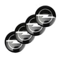 Miniatyrbillede 1 af 3: 4 stk. 60 mm sorte Opel bilhjulscenterkapsler (sølvbase + sort etiket) B-4 stk. 60 mm B-4pcs 60mm
