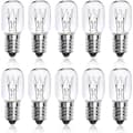 10-pack 25W SES E14 Small Edison Screw Pygmy Bulb Light Bulbs, Dimmable T22 Clear Incandescent Oven Lamp Himalayan Salt Lamp Bulb