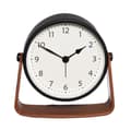 Alarm clock with faux leather stand - analog, black