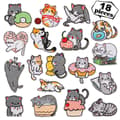18 cute kitten embroidered iron-on and sew-on patches