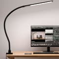 1 pc Desk Lamps for Home Office, Clamp Lamp Dimmable Gooseneck Lamp Touch Control, Adjustable Desk Lamp for Workbench Tabletop (Black)_MGF