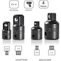 Miniatyrbilde 4 av 5: 4 stk. Forlenger- og Redusersett Ratsjeadapter Reduseradaptere for Sokker og Bits 1/2\" 1/4\" 3/8\" Pillote