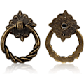 Miniatyrbilde 4 av 5: 6 stk Vintage Bronse Dråpe Ring Knopper Håndtak for Kommode Skuff