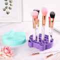 Miniatyrbillede 3 af 5: (Violet et Vert) 2 en 1 Outil de Nettoyage Maquillage Brosse 2 Pi