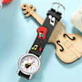 Miniatyrbild 2 av 5: Barnklocka (Svart, Gitarr), Vattentät Barnklocka Kvartsrörelse, 3D Cartoon Design, Digital Barnklocka för 3 till 12 år Gammal Flicka Pojke