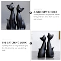 Miniatyrbillede 5 af 5: 2 stk. Sort Keramisk Kat Figur Kat Par Statue Keramisk En