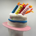 Miniatyrbillede 2 af 5: Pink plys Happy Birthday kagehat - Fancy Dress Party Hat -