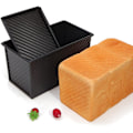 Miniatyrbillede 5 af 5: Brødform med låg, kulstofstål, non-stick, til bagning af kage og toast (sort, bølge, 450g dej)