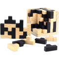 Miniatyrbillede 2 af 4: (Sort) 3D Træ Hjerne Teaser Puslespil Cube Træ Puslespil T-formet