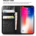 Miniatyrbillede 2 af 5: Sort Wallet Case, Premium Læder Case Folio Flip Cover med Støttefod og Trådløs Opladning