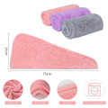 Miniatyrbillede 2 af 5: (Lilla) 3 stk. Håndklæder til hårtørring, Superabsorberende Mikrofiber Håndklæde Turban med Knappedesign Hurtig Tørring til Kvinder