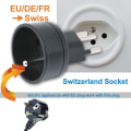 Miniatyrbilde 4 av 5: EU til Sveits / Liechtenstein 2-pin adapter DE/FR/IT/ES 3 Pi