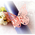 Miniatyrbillede 5 af 5: 50 stk. (Pink) Butterfly-formede servietringe Hule papirserviet