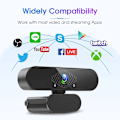 Miniatyrbillede 4 af 5: USB-webkamera, 1080P streaming-webkamera med mikrofon til pc, MAC, L
