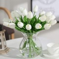 Miniatyrbillede 3 af 5: 20 stk. Hvide - Kunstige Tulipaner Blomster Kunstige Tulipaner Bryllupsbuket H