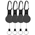 Miniatyrbillede 1 af 4: Heavy Duty Retractable Key Ring med 65cm Sort Stålwire