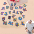 Miniatyrbillede 4 af 5: Farverige denim strygepatch bogstaver 26stk A-Z bogstav patch anim