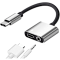 Miniatyrbilde 1 av 5: Usb C Hodetelefonadapter 2-i-1 Adapter 3,5 mm Hodetelefonkontakt