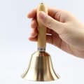 Miniatyrbild 3 av 5: Extra hög solid mässingshandklocka (8 cm) med trähandtag Multi-P