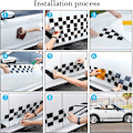 Miniatyrbillede 5 af 5: (Sort) 1 par 18cm Racing Ternet Flag Side Stripe Stickers Gitter Grid Stripe Grafik