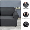 Miniatyrbild 5 av 5: Soffaöverdrag för 3-sits soffa, stretchbar, med elastisk kant (Kolgrå)