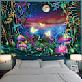 Miniatyrbillede 2 af 5: Blacklight Fantasy Forest Gobelin Trippy Svampe Gobelin