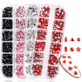 Miniatyrbillede 5 af 5: Et sæt (sort) Nail Art Smykker 12 Gitre Fancy Hjerte Stjerne Resin