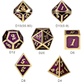Pikkukuva 3 / 4: D&D Metal Dice Set, 7-osainen metalliset polyhedral-noppasetti (Tumman violetti ja kultainen numero)