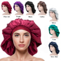 Miniatyrbilde 1 av 5: Satin Silke Bonnet Sovehette – (Vinfarge) Luksuriøst Stoff, Premium