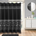 Miniatyrbillede 1 af 3: Bruseforhæng 180 x 180 cm Bohemian sort bruseforhæng Vandtæt trykt polyester bruseforhæng