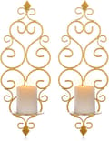 Set med 2 (guld) Tealight-hållare Ljusstake Väggmonterad Metall