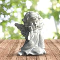Miniatyrbillede 3 af 5: Skrivebordsengelskulptur, sød lille hvid engelpigefigur i harpiks