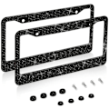 Miniatyrbillede 1 af 4: 2 Pak Sorte Bling Nummerplade Rammer, Rhinestone Nummerplade