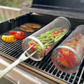 20 cm grillkurv i rustfrit stål, rund grillbur, roterende tromle, bærbar grillnet