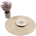 Pikkukuva 5 / 5: Pyöreät puuvillalankapunotut tabletit, 6 kpl, 38 x 38 cm (Beige), pestävät pyöreät tabletit, H