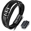 Miniatyrbillede 1 af 5: Sort læderarmbånd til mænd - Herregave 23cm