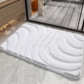 Miniatyrbillede 1 af 5: Bademåtte 40 x 60 cm, Mikrofiber Bademåtte, Skridsikker Bademåtte, Ekstra Absorberende, Blød Bademåtte White
