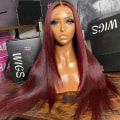 Miniatyrbilde 4 av 5: Rett Lace Front Split Wig, Rød, Lang Parykk, Lang Parykk