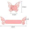 Miniatyrbillede 2 af 5: 50 stk. (Pink) Butterfly-formede servietringe Hule papirserviet