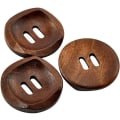 Miniatyrbilde 1 av 5: 25 Runde Brune Treknapper 30mm med 2 Hull (30mm-25Stk)